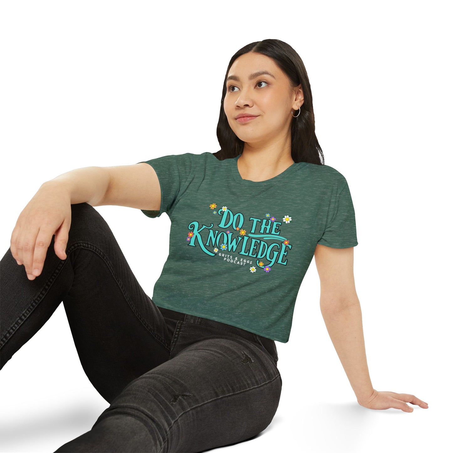 Do The Knowledge - Teal Bloom Crop Top