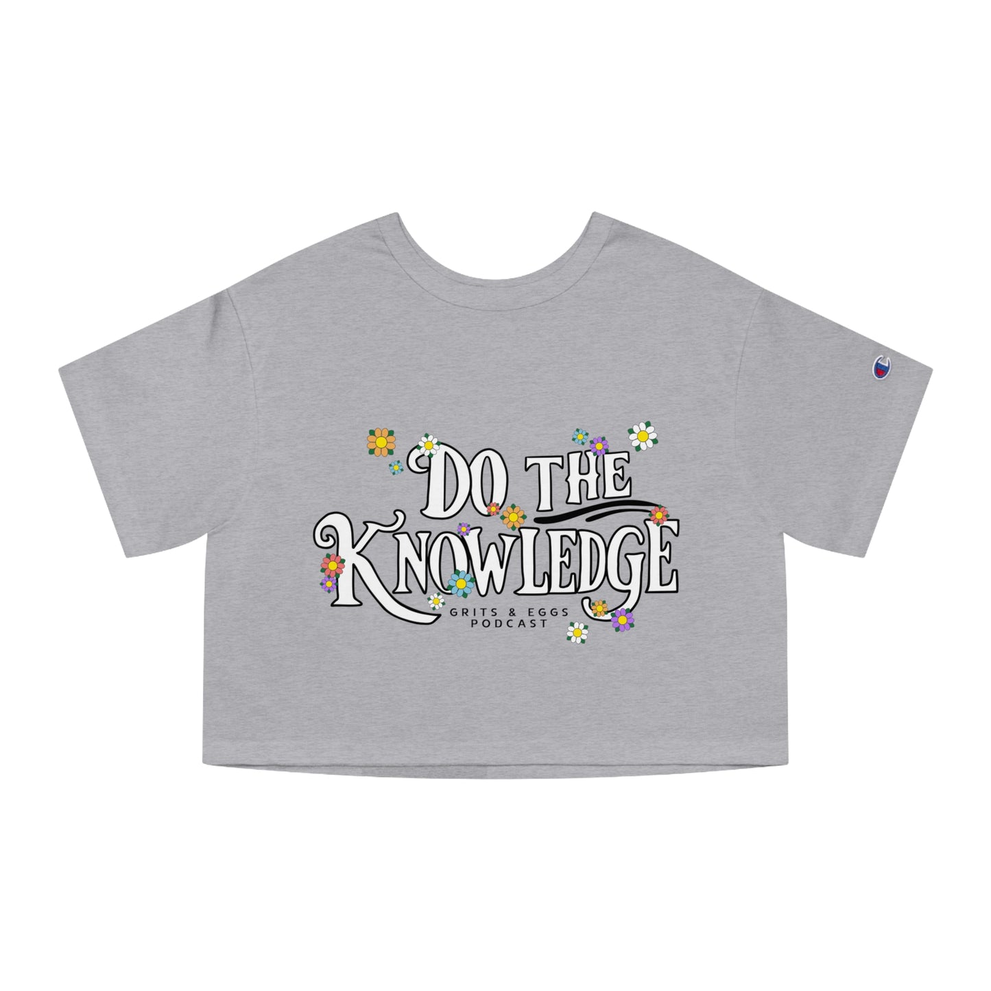 Do The Knowledge - White Bloom Champion Cropped Tee