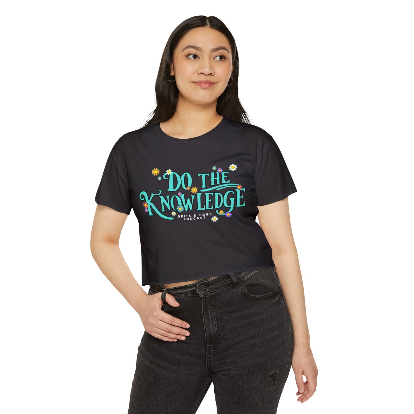 Do The Knowledge - Teal Bloom Crop Top