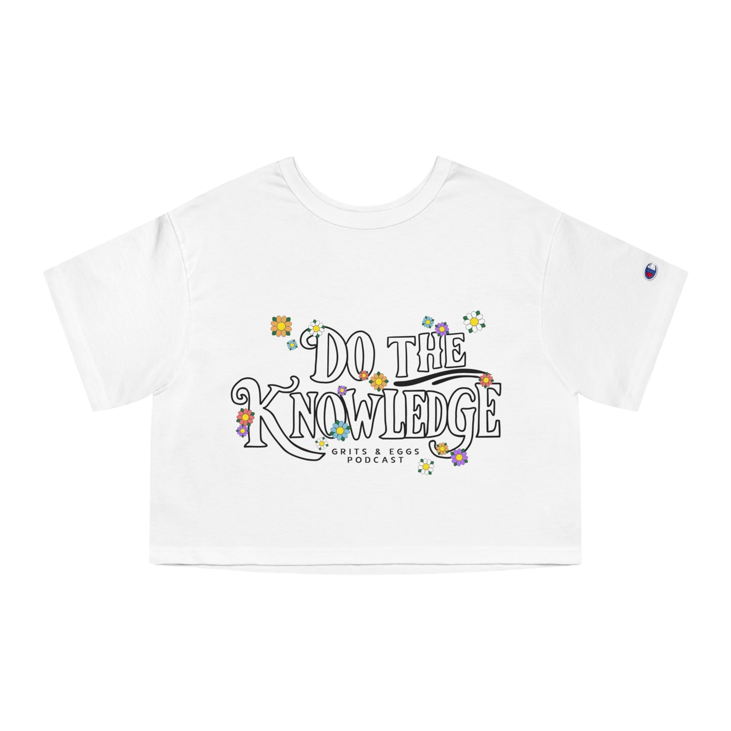 Do The Knowledge - White Bloom Champion Cropped Tee