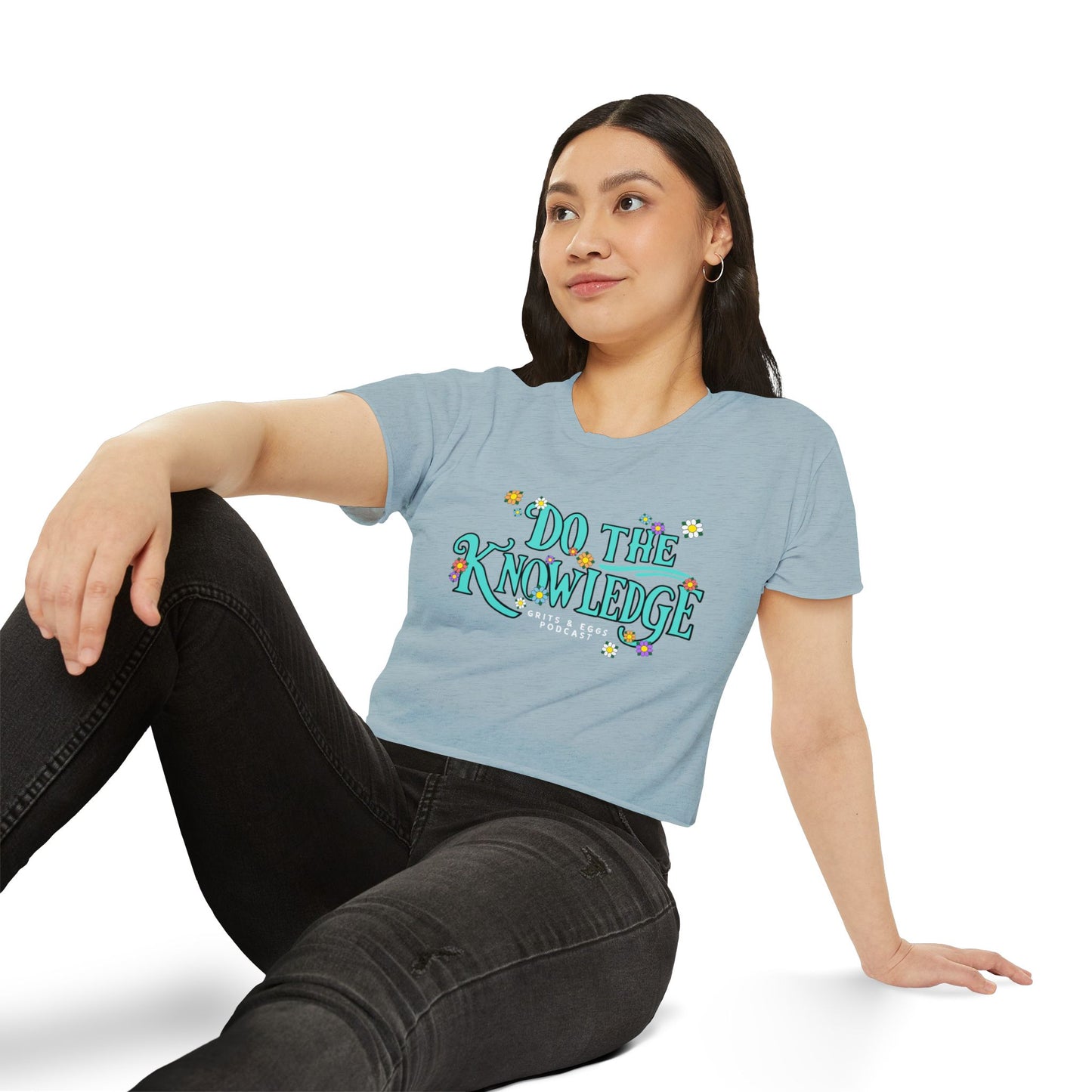 Do The Knowledge - Teal Bloom Crop Top